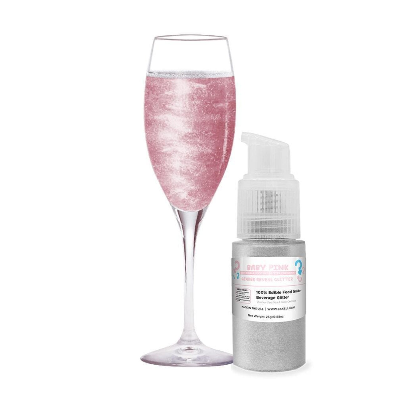 Brew Glitter - Baby Pink Color Changing Gender Reveal Edible Glitter (25g, x1 Spray Pump) for Beer, Cocktails and Beverages